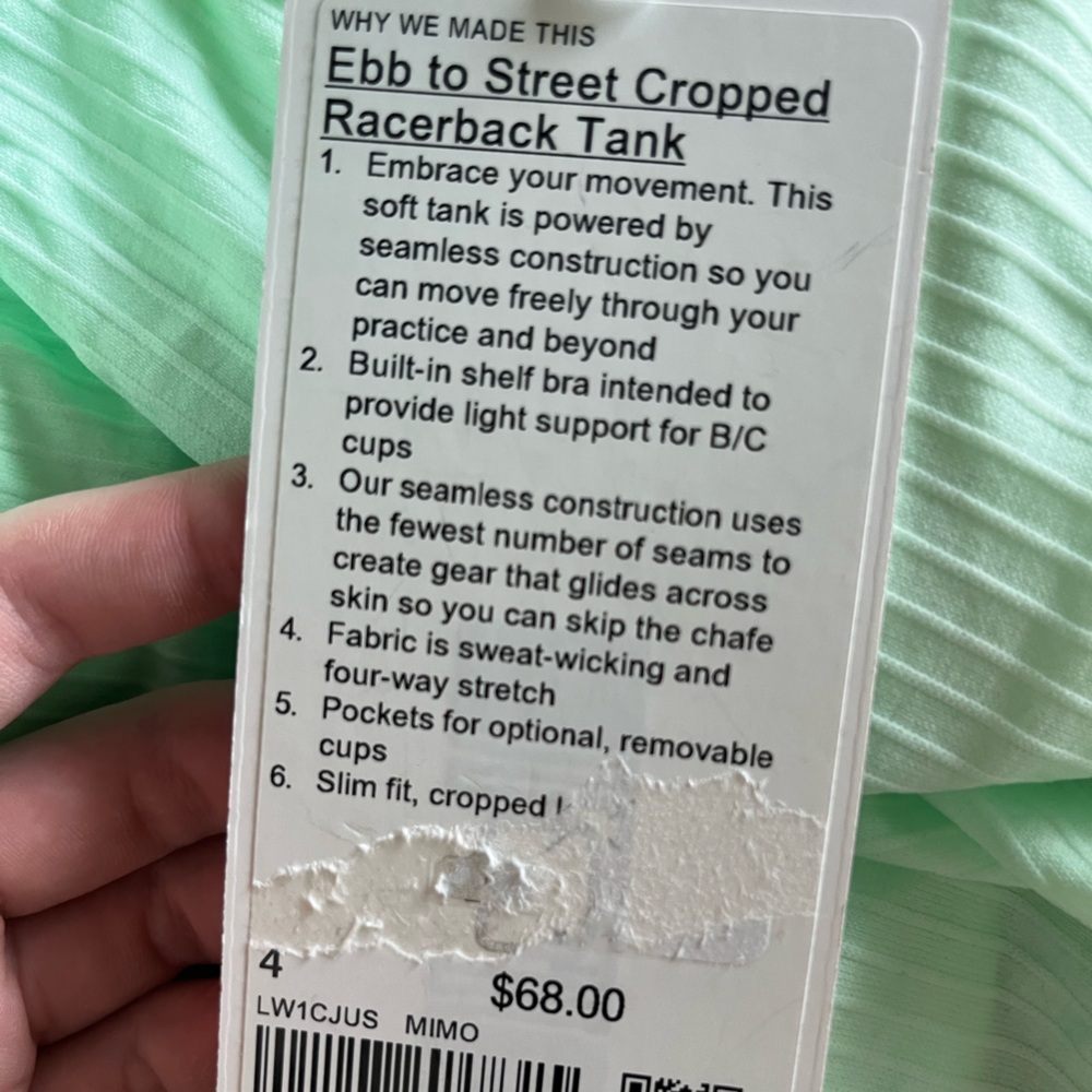 Lululemon Athletica ebb to street Tank Top